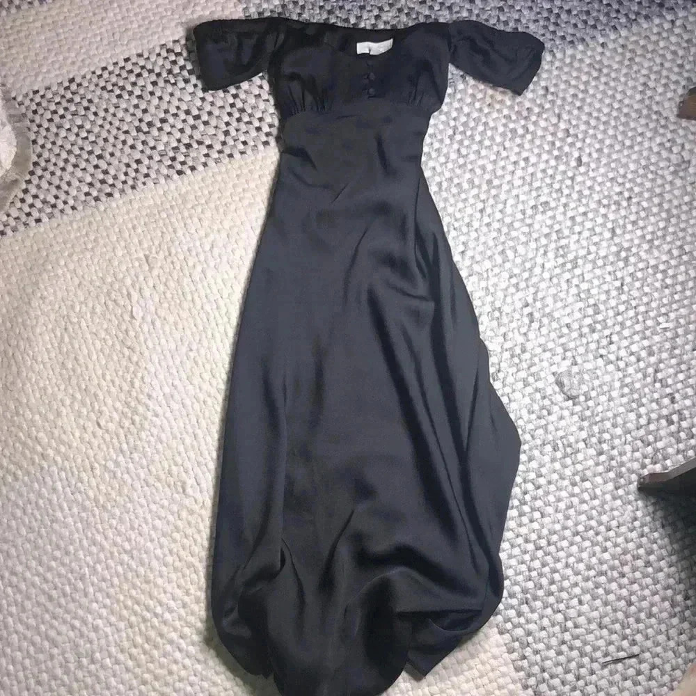 Treasure & Bond Womens Black Satin Long Dress Size Small​